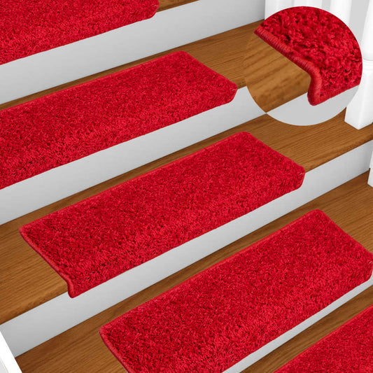 Stair Mat | Set of 10 | Red | Needle-punched fabric (100% polypropylene)