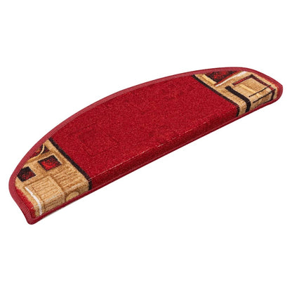 Stair Mat | Set of 5 | Red | 100% Polyamide | 65 x 21 x 4 cm | Non-slip