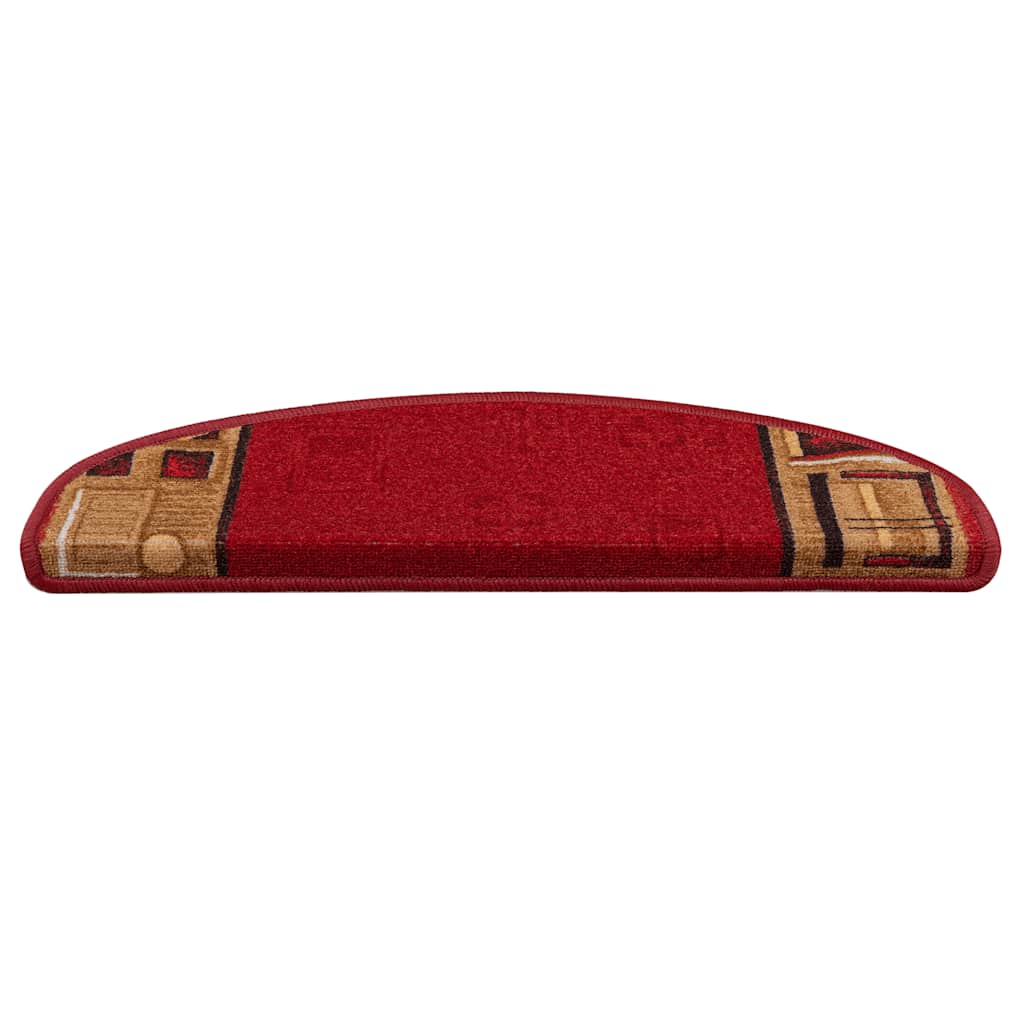 Stair Mat | Set of 5 | Red | 100% Polyamide | 65 x 21 x 4 cm | Non-slip