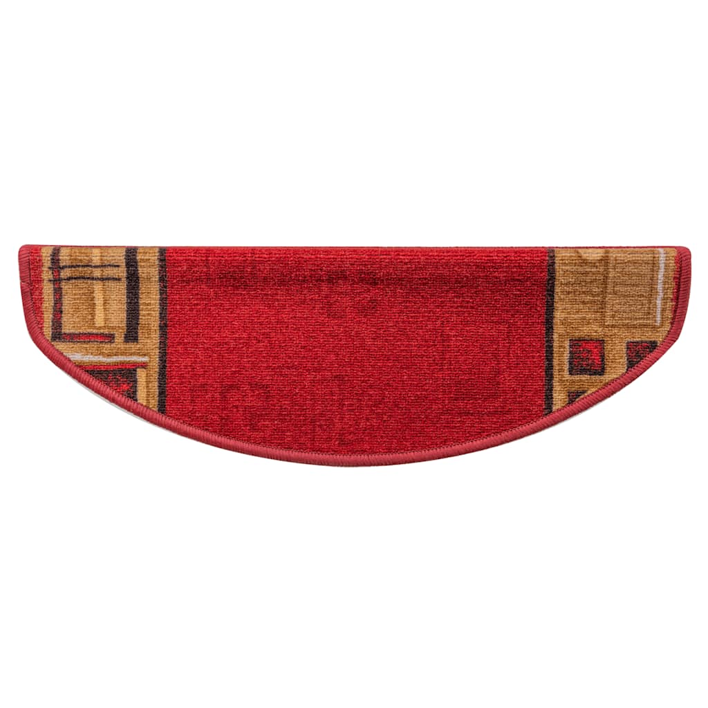 Stair Mat | Set of 5 | Red | 100% Polyamide | 65 x 21 x 4 cm | Non-slip
