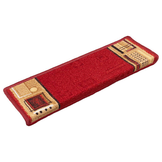 Stair Mat | Set of 10 | Red | Polyamide | 65x21x4 cm | Non-slip