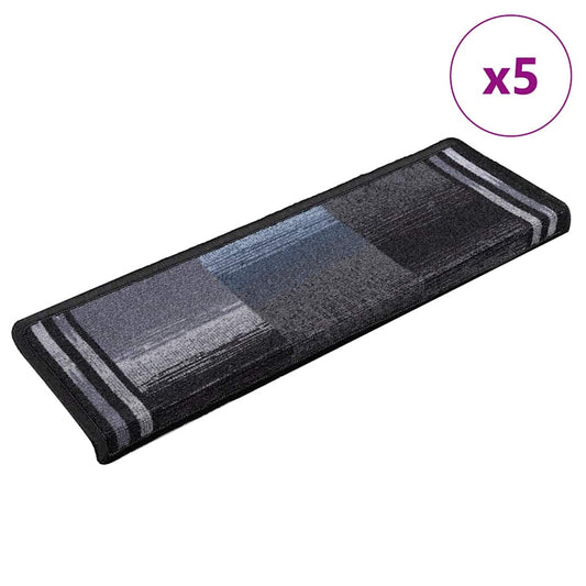 Stair Mats Self-adhesive 5 pcs 65x21x4 cm Black and Grey
