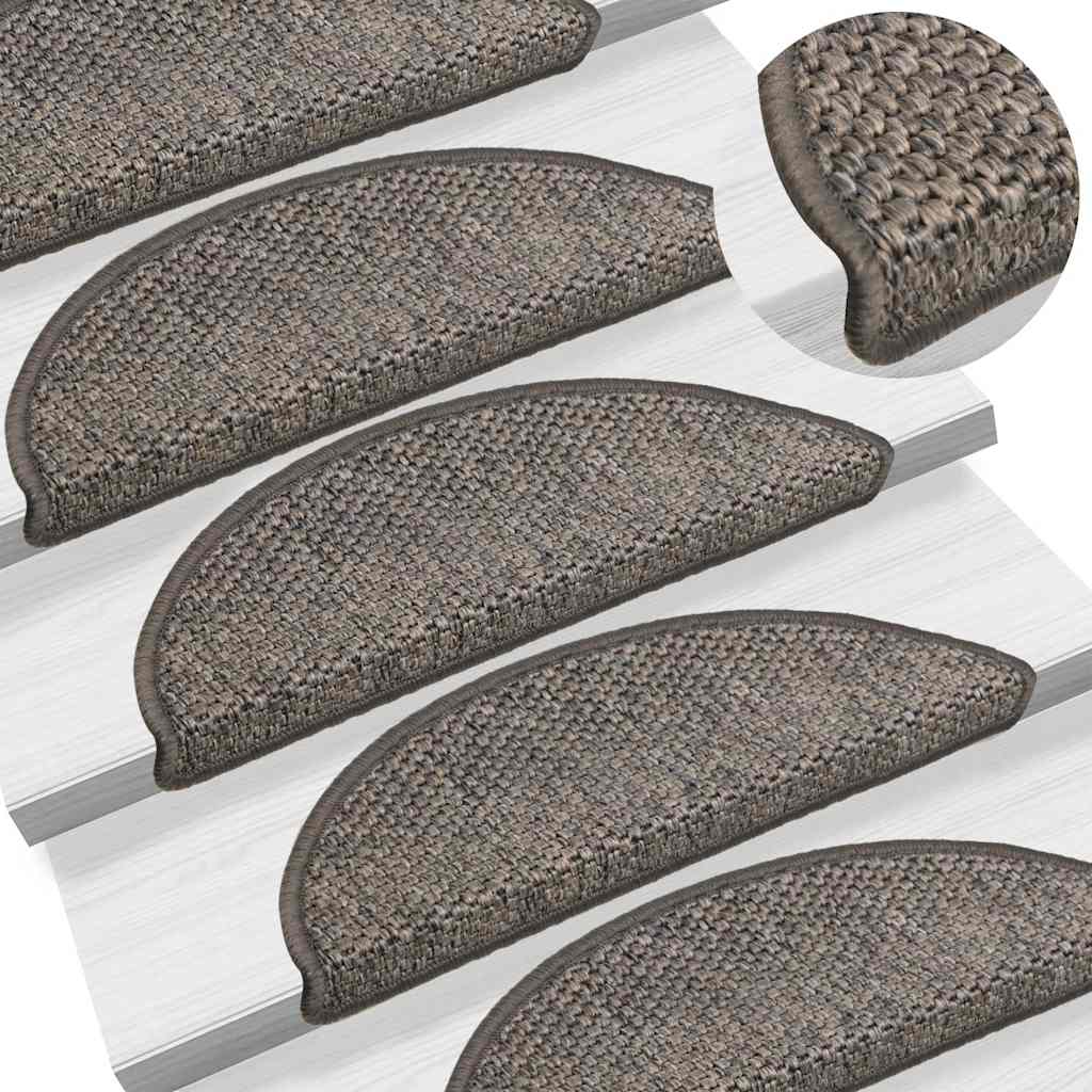 Stair Mats Self-adhesive Sisal-Look 15 pcs 56x17x3 cm Grey and Beige