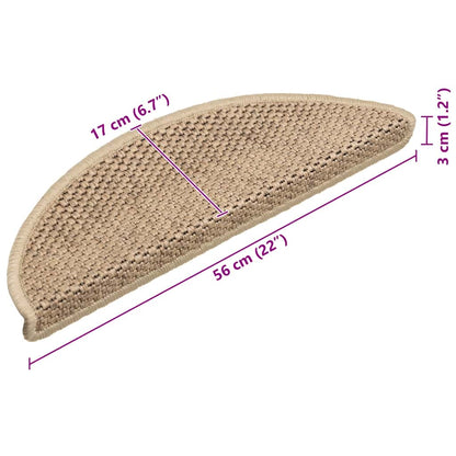Stair Mats Self-adhesive Sisal-Look 15 pcs 56x17x3 cm Sand