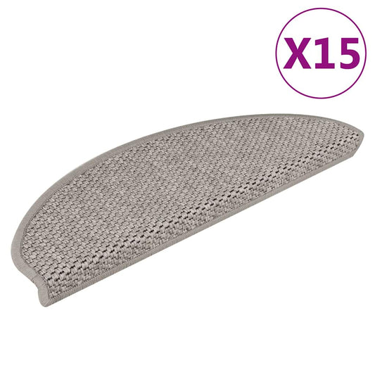 Stair Mats Self-adhesive Sisal-Look 15 pcs 65x21x4 cm Silver