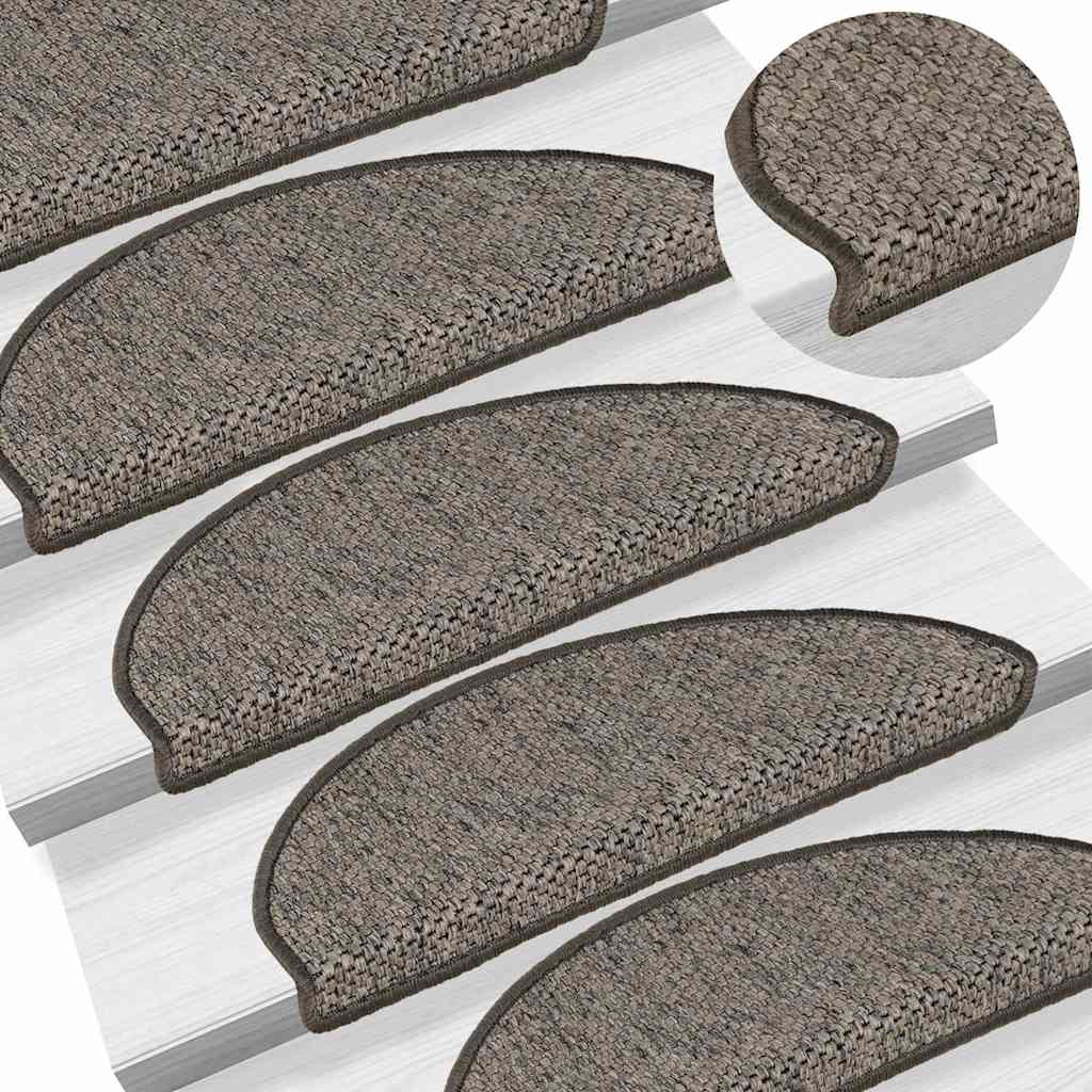 Stair Mats Self-adhesive Sisal-Look 15 pcs 65x21x4 cm Grey and Beige