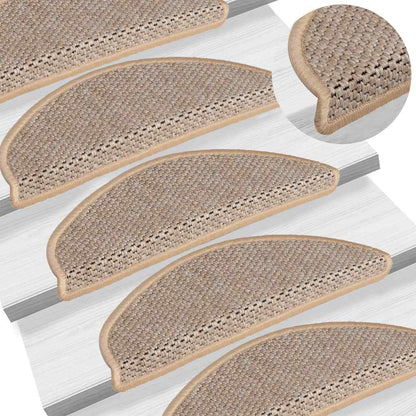 Stair Mats Self-adhesive Sisal-Look 15 pcs 65x21x4 cm Light Beige