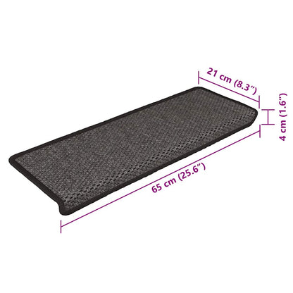 Stair Mats Self-adhesive Sisal-Look 15 pcs 65x21x4 cm Anthracite