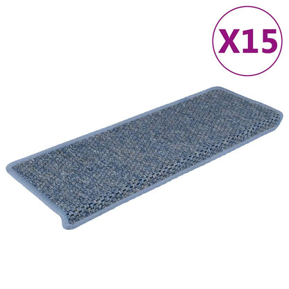 Stair Mats Self-adhesive Sisal-Look 15 pcs 65x21x4 cm Blue