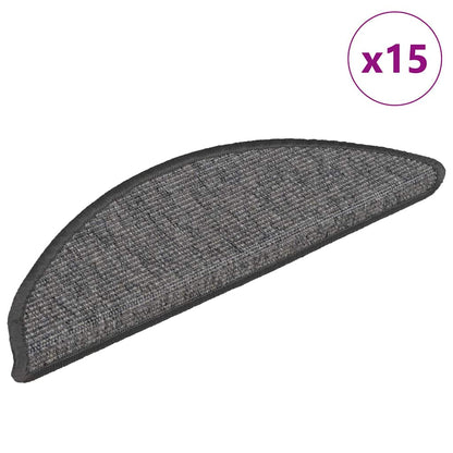 Stair Mats 15 pcs 56x17x3 cm Beige and Grey Half Round