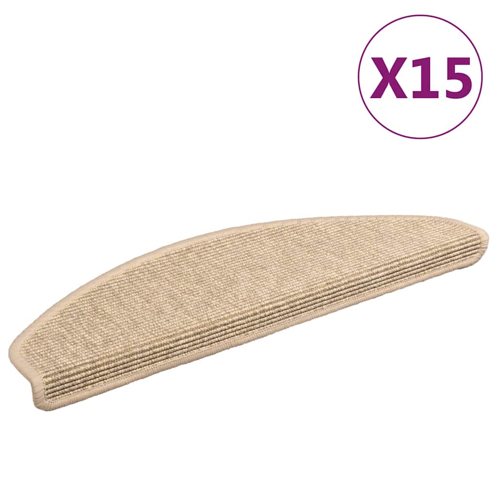 Stair Mat | Set of 15 | Beige | 91% polypropylene, 9% polyester