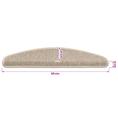 Stair Mats 15 pcs 65x21x4 cm Light Beige Half Round Large