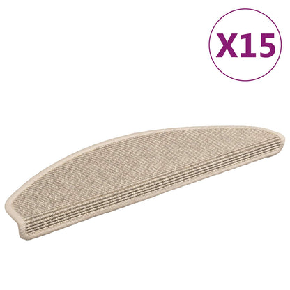 Stair Mats 15 pcs 65x21x4 cm Light Beige Half Round Large