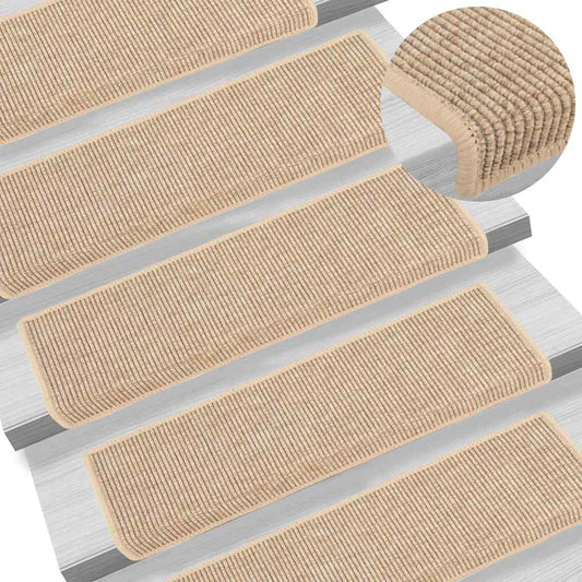 Stair Mat | Set of 15 | Light beige | 91% Polypropylene, 9% Polyester