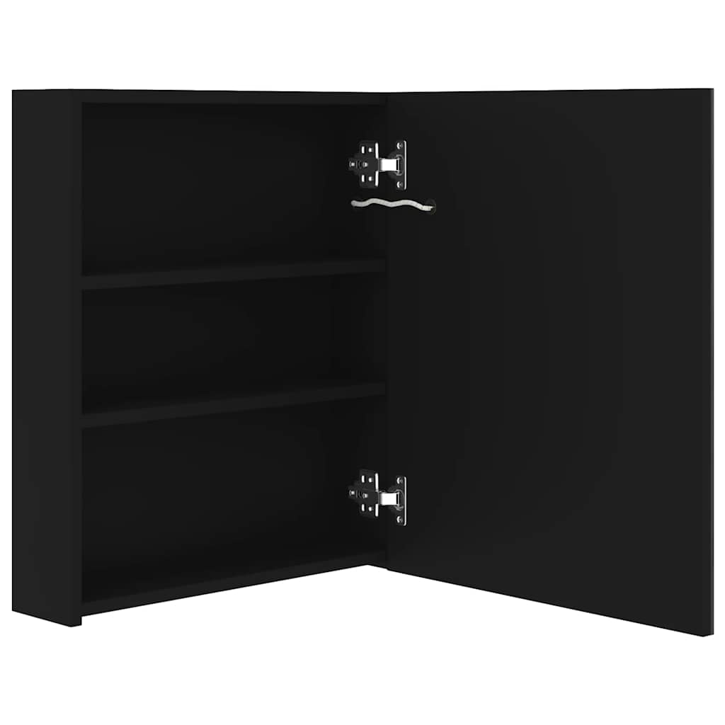 Bathroom Cabinet | Black | MDF with melamine finish, glass | 50x14x60 cm