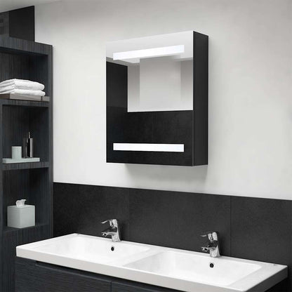 Bathroom Cabinet | Black | MDF with melamine finish, glass | 50x14x60 cm