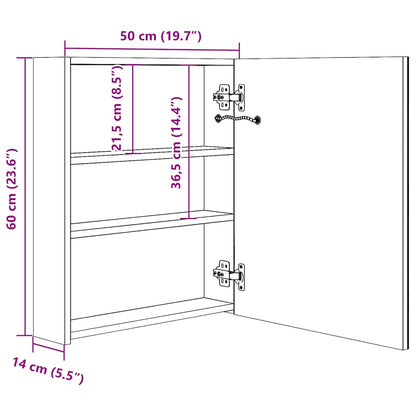 LED Bathroom Mirror Cabinet Shining Grey 50x14x60 cm