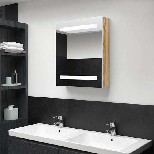 Bathroom Cabinet | White and Oak | MDF with a melamine finish, glass