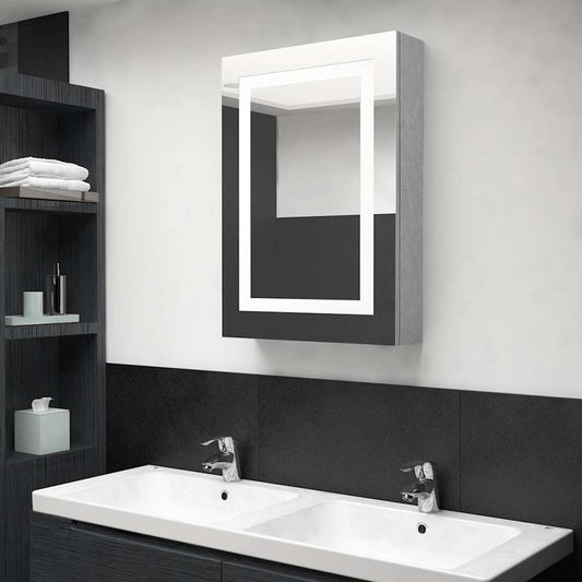 Bathroom Cabinet | Concrete Grey | MDF, Melamine Finish, Glass | Medium
