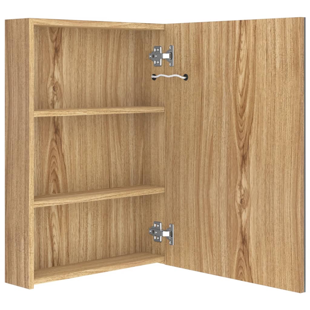 Bathroom Cabinet | Oak | MDF with Melamine Finish, Glass | 50x13x70 cm
