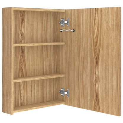 Bathroom Cabinet | Oak | MDF with Melamine Finish, Glass | 50x13x70 cm