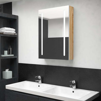 Bathroom Cabinet | White and Oak | MDF, Glass | Medium | Bathroom Cabinet