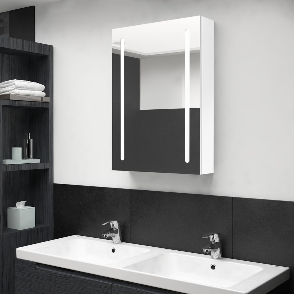 Bathroom Cabinet | Shining White | MDF with melamine finish, glass