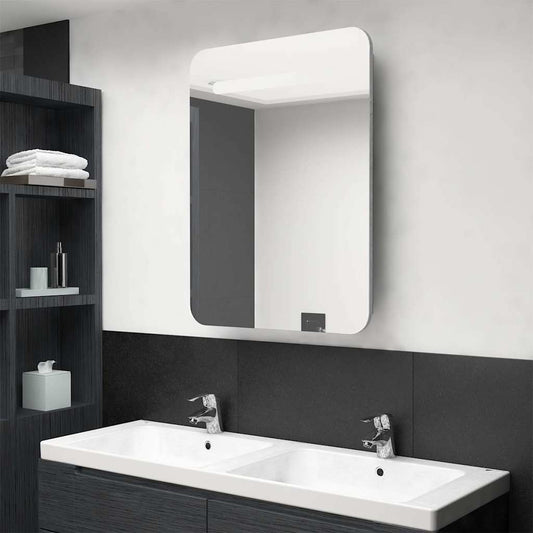 326502 vidaXL LED Bathroom Mirror Cabinet Concrete Grey 60x11x80 cm
