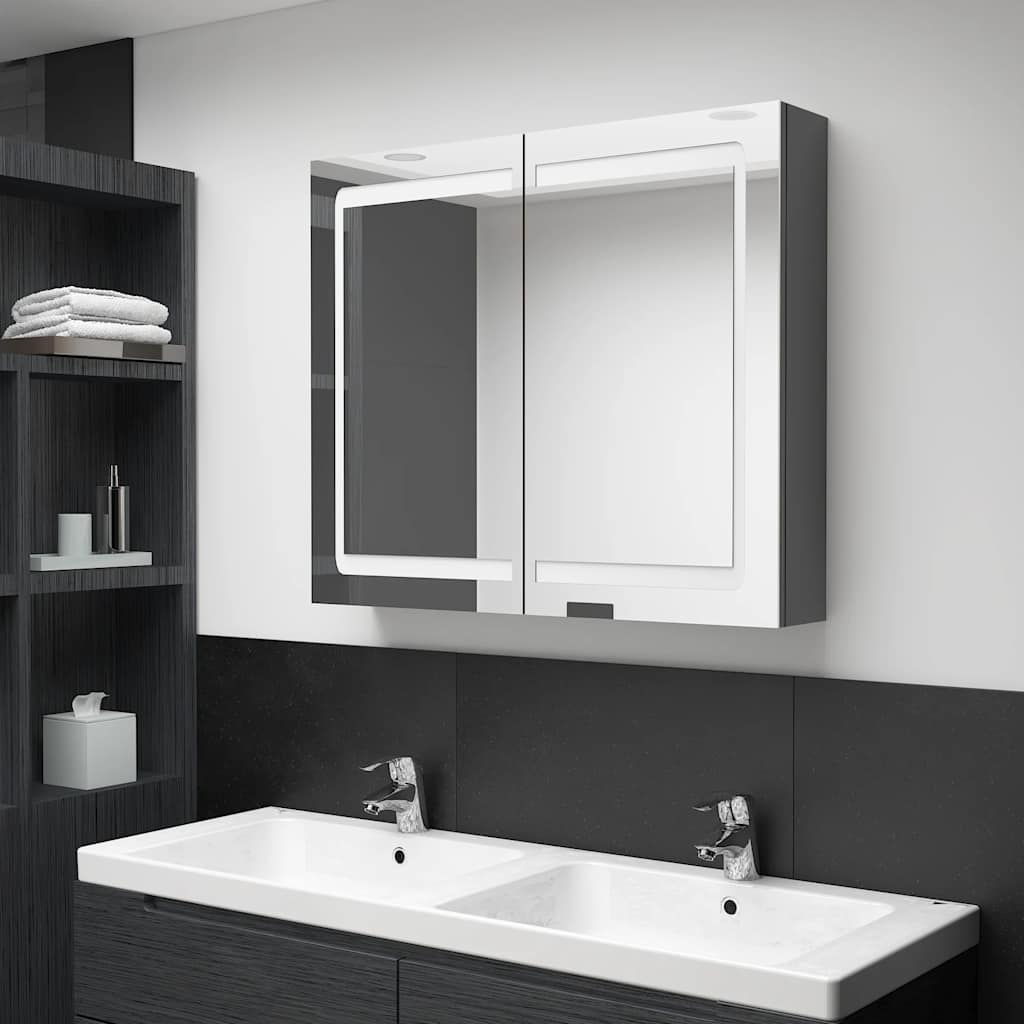 Bathroom Cabinet | Grey | MDF with Melamine Finish, Glass | Medium