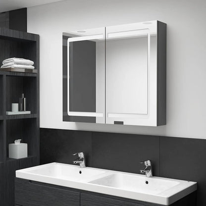 Bathroom Cabinet | Grey | MDF with Melamine Finish, Glass | Medium