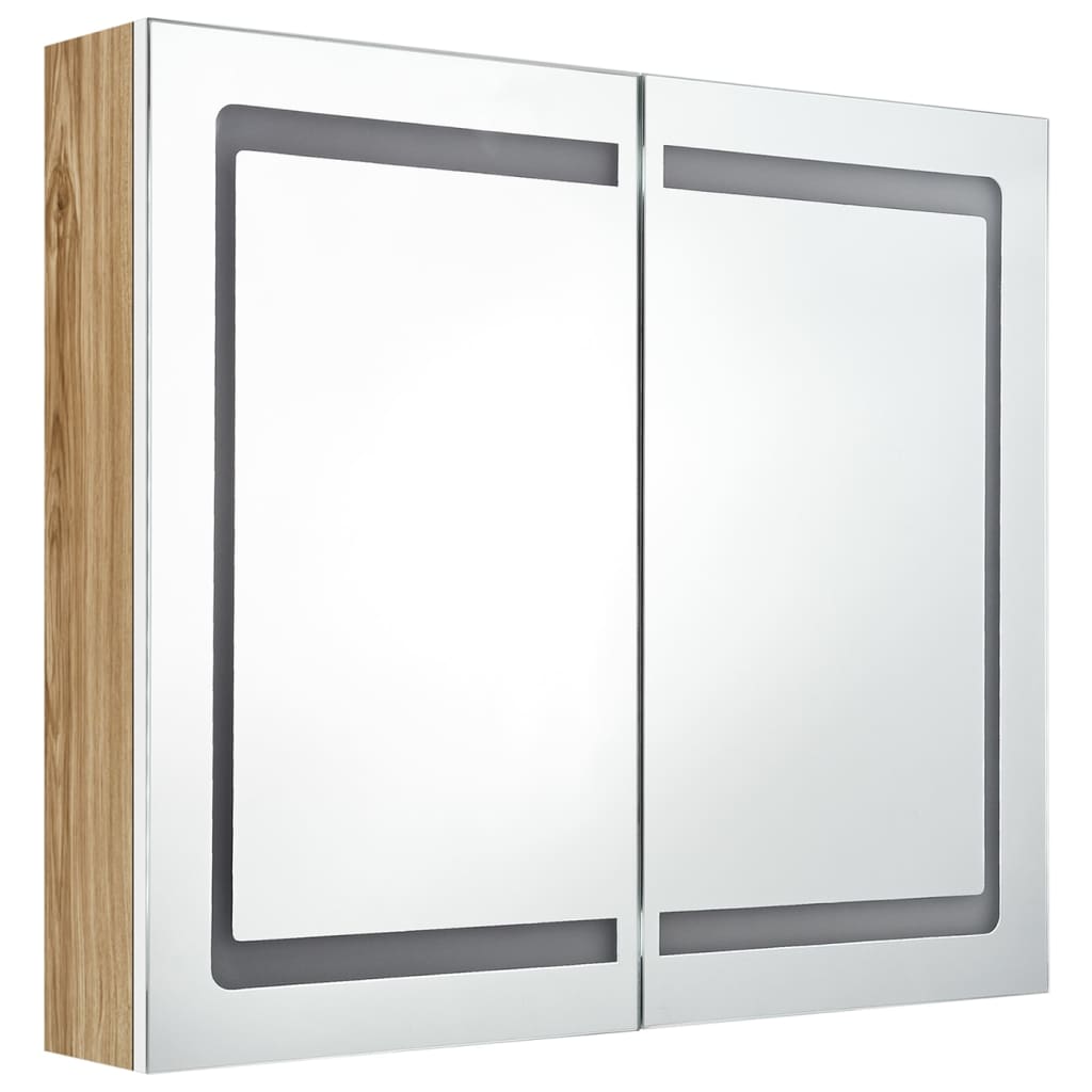 Bathroom Cabinet | White and oak | MDF board with melamine finish, glass
