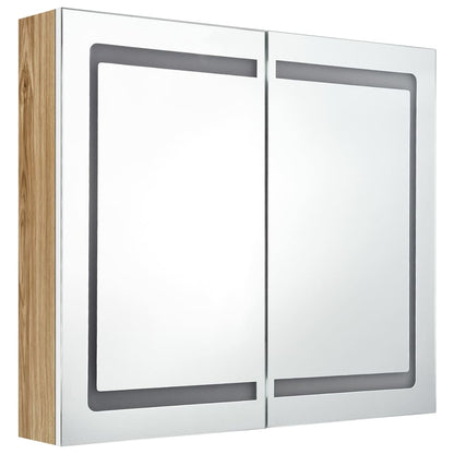Bathroom Cabinet | White and oak | MDF board with melamine finish, glass