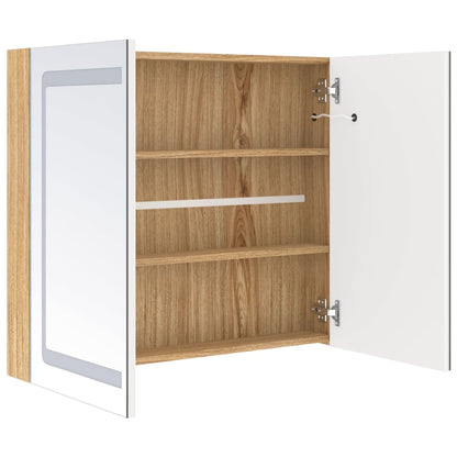 Bathroom Cabinet | White and oak | MDF board with melamine finish, glass