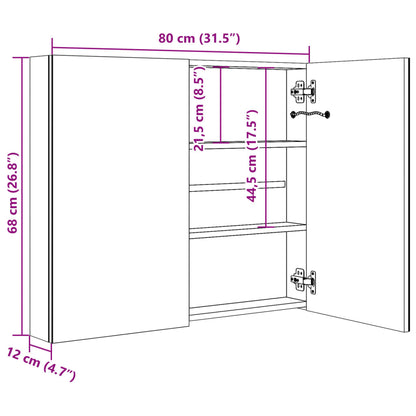 Bathroom Cabinet | White and oak | MDF board with melamine finish, glass