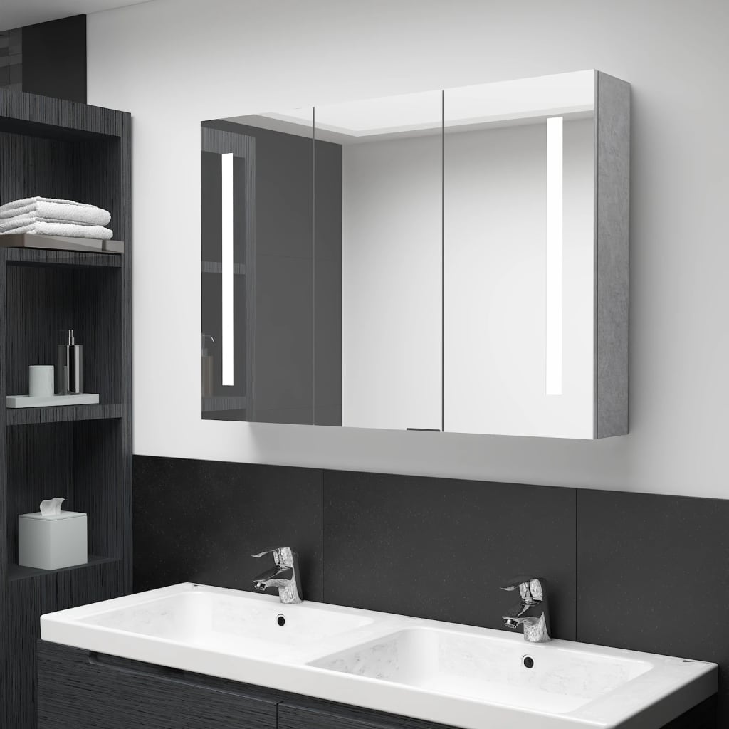 Bathroom Cabinet Concrete Gray MDF with melamine finish, glass mirror