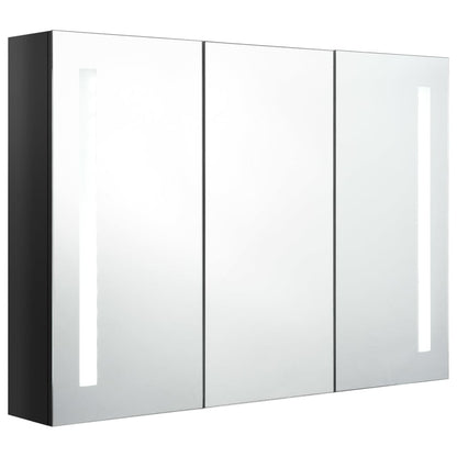 Bathroom Cabinet Shiny Black MDF Board with Melamine, Glass Mirror