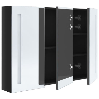 Bathroom Cabinet Shiny Black MDF Board with Melamine, Glass Mirror