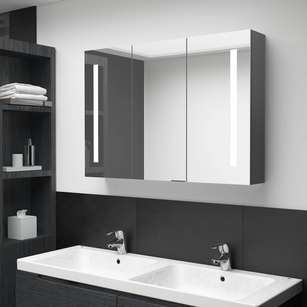Bathroom Cabinet | Grey | MDF in melamine finish, glass mirror | Medium