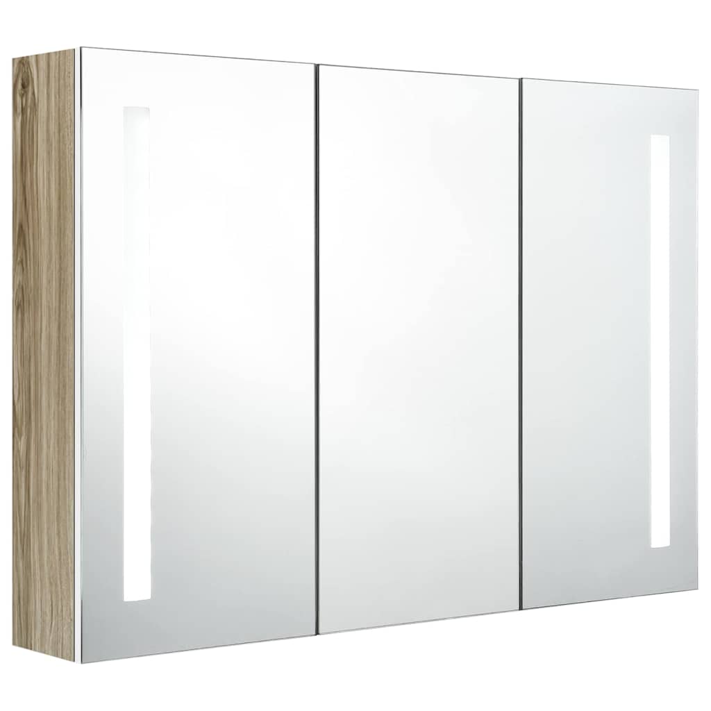 Bathroom Cabinet | White and Oak | MDF with melamine finish, glass mirror
