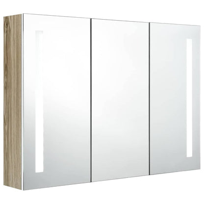 Bathroom Cabinet | White and Oak | MDF with melamine finish, glass mirror