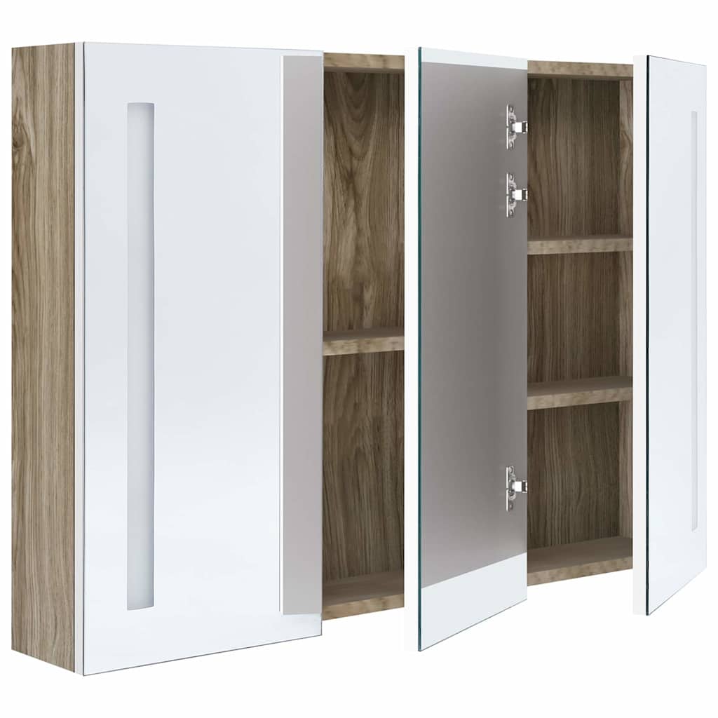 Bathroom Cabinet | White and Oak | MDF with melamine finish, glass mirror