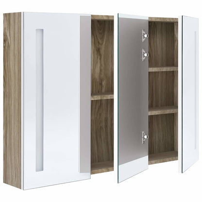 Bathroom Cabinet | White and Oak | MDF with melamine finish, glass mirror