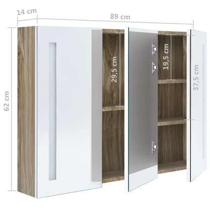 Bathroom Cabinet | White and Oak | MDF with melamine finish, glass mirror