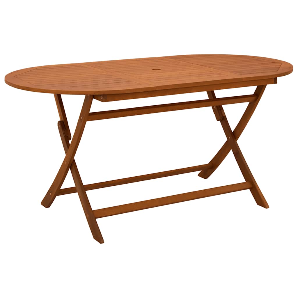 Folding Patio Table 63"x33.5"x29.5" Solid Eucalyptus Wood