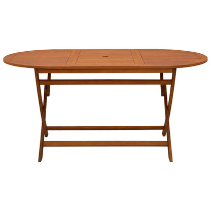 Folding Patio Table 63"x33.5"x29.5" Solid Eucalyptus Wood