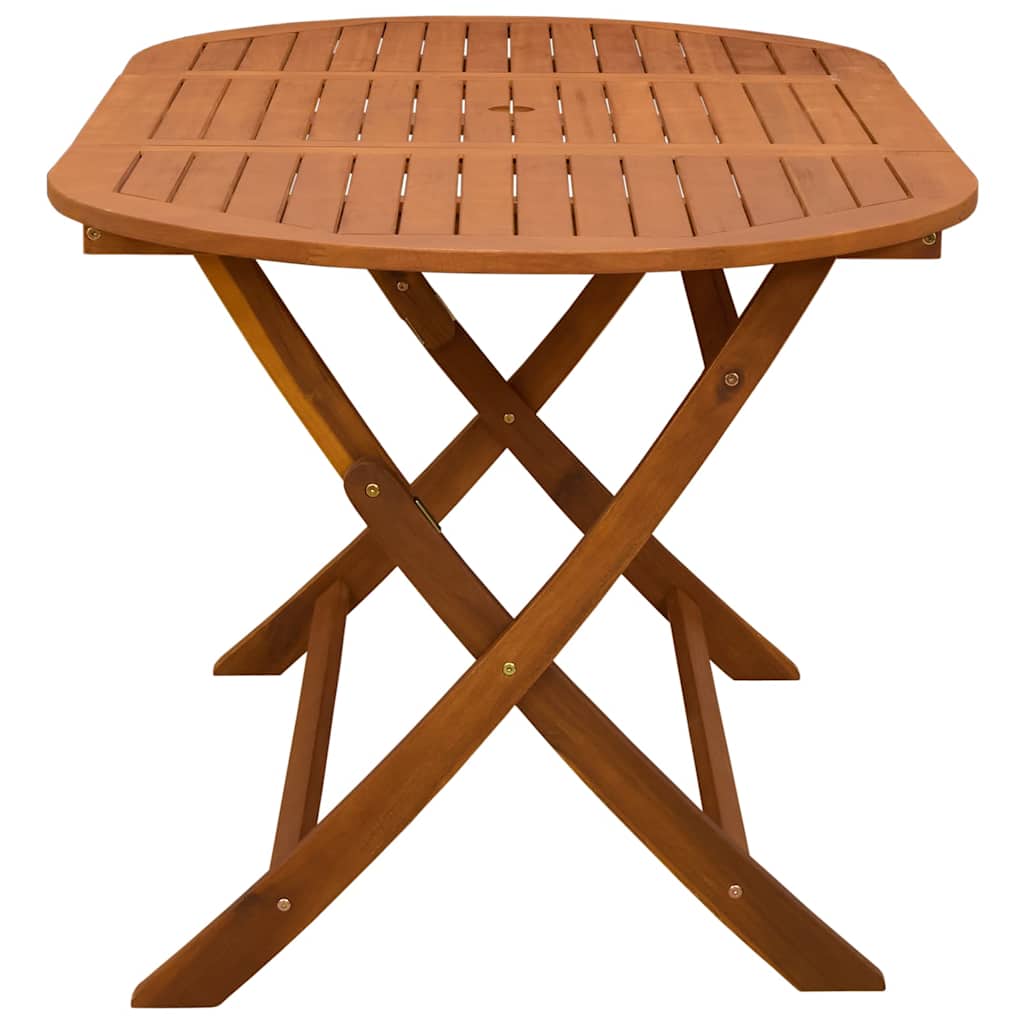 Folding Patio Table 63"x33.5"x29.5" Solid Eucalyptus Wood
