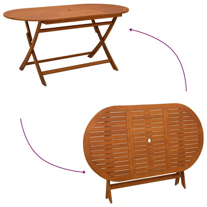 Folding Patio Table 63"x33.5"x29.5" Solid Eucalyptus Wood