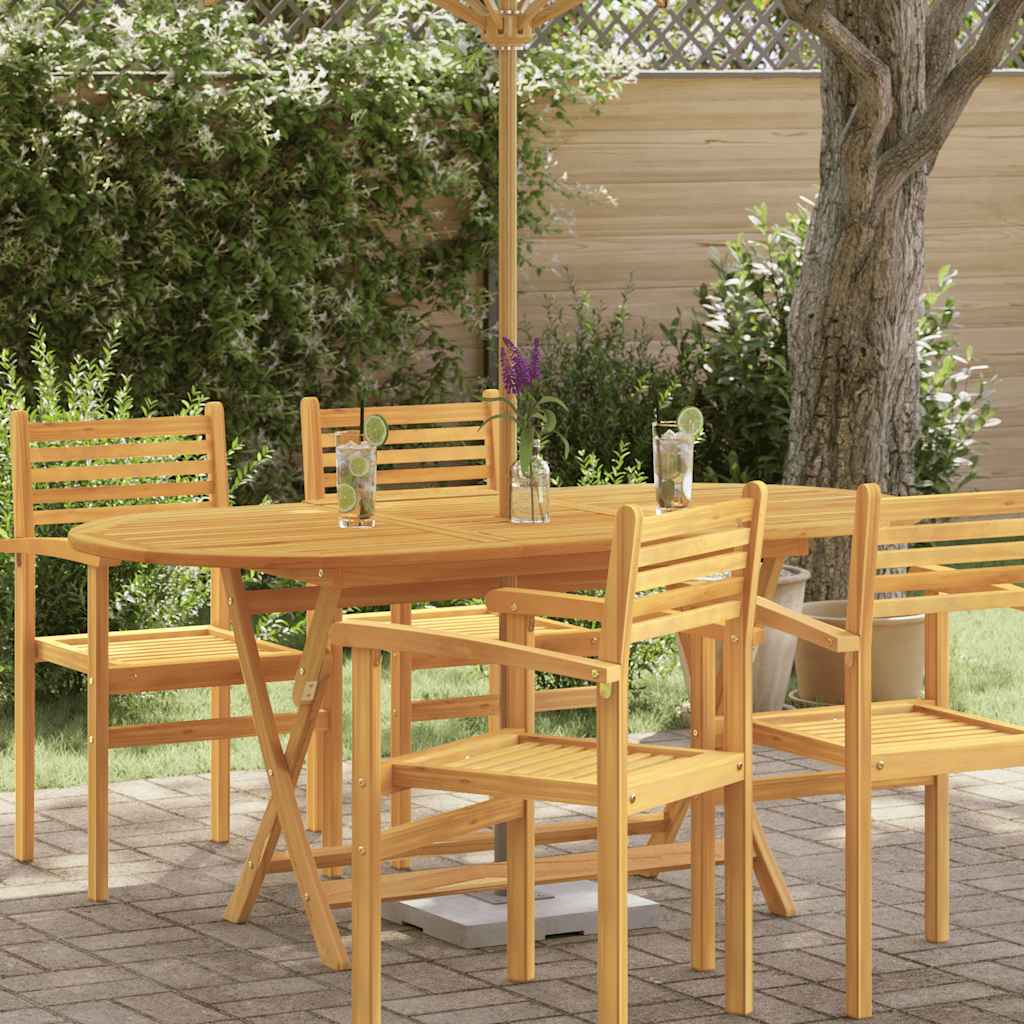 Folding Patio Table 63"x33.5"x29.5" Solid Eucalyptus Wood