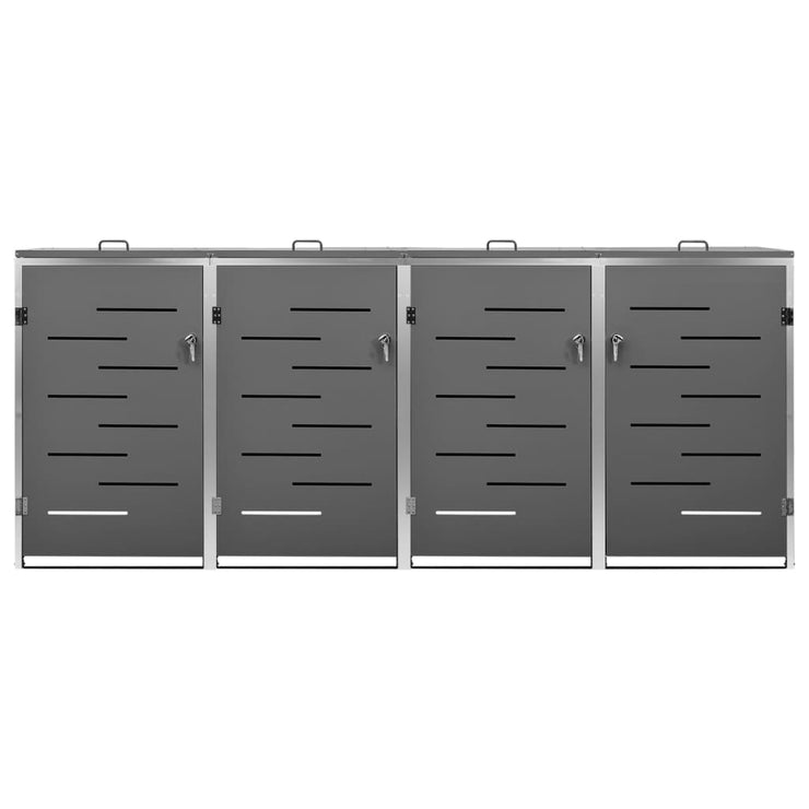 Quadruple Wheelie Bin Shed 276.5x77.5x112.5 cm Stainless Steel