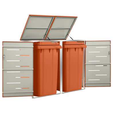 Double Wheelie Bin Shed 138x77.5x112.5 cm Stainless Steel